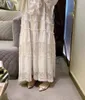 Sukienki zwykłe Ubranie Słodka potargana sukienka koronkowa patchwork V Długie rękaw jeden kawałek biały czarny uroczy midi vestido QD426