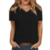 T-shirt da donna manica corta scollo a V top primaverili T-shirt basic allentata casual top camicetta moda donna per Y2k