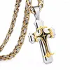 Naszyjniki wiszące łańcuch ze stali nierdzewnej Mężczyźni Naszyjnik czarny fleur-de-lis cross cadenas para hombre długie łańcuchy 55 60 65 70 cm NZ004248J