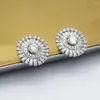 Boucles d'oreilles HESHI 925 argent Sterling Zircon blanc incrusté disques circulaires soleil pour femme intellectuel beaux bijoux