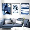 絵画ブルーワタコラーキャンバスアートポスターとプリント抽象絵画ノルディックミニマリズムの壁のリビングルームモダンho341f