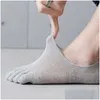 Mens Socks Five Finger Short Non-Slip Sports Breathable Split-Toed Comfortable Cotton Fashions Casual Invisible Boat Sock Drop Deliver Ottsq