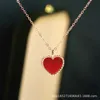 Red Agate Love Pendant Necklace Womens Pure Silver 18K Rose Gold Unique and Versatile High Grade Little Red Heart Collar Chain