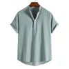 남성 캐주얼 셔츠 셔츠 작업복 블라우스 짧은 슬리브 탑 여름 봄 단색 옷깃 헐렁한 편안