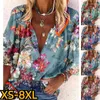 Blusas femininas design impressão superior mulheres sexy blusa com decote em v botão elegante manga longa senhoras moda camisa outono roupas vintage