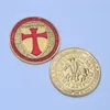 24 Karat vergoldete Münze, Tempelritter-Münze, Soldat Christi, Deus Vult, Spezialeinheiten, wunderschönes Münz-Token249j