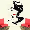Salon piękności naklejki na ścianę za czerwone usta winylowe naklejka do domu wystrój domu fryzura fryzura włosy fryzjer fryzjerski okno 2736