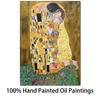 Wall Art Oil Painting the Kiss Gustav Klimt Canvas Reproduction Portrait Woman Artwork Modern Gold Bathroom Office Romantic Home D253M