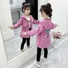 Coat Girl's Autumn Trench 2024 Children's Spring Hooded Jacket 2 3 4 5 6 7 8 12 Years Old Kids Clothes Teenager Windbreaker