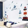 Adesivos de parede semelhantes mediterrâneo farol edifício adesivo decoração para casa sala de estar sofá tv fundo decalque decoração de primavera