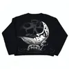 Męskie swetry anime dzianin sweter 2024 hip hop rap retro vintage luźne brzydkie pullover Y2K Jumpers Knitwears Kobiety