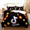Populor App Tiktok-Muster, Bettbezug mit Kissenbezug, Bettwäsche-Set, Einzel-, Doppel-, Twin-, Full-, Queen- und King-Size-Größe für Schlafzimmer-Dekoration T20240d