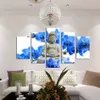 Kein Rahmen 5 Panel Große Orchidee Hintergrund Buddha Malerei Fengshui Leinwand Kunst Wandbilder für Wohnzimmer Home Decor283V