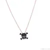 factory whole drop stock pave black cubic zirconia rose gold 925 sterling silver ladies women skull necklace295a