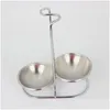 Dinnerware Sets Stainless Steel Spoon Rest Soup Ladle Colander Holder Stand Rack For Kitchen Countertops Table With Tray Drop Delivery Otf9M