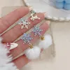 Серьги-гвоздики с жемчугом и снежинкой для женщин, эстетические висячие плюшевые серебряные иглы, ювелирные изделия для ушей, модные рождественские украшения