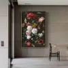 Moderno tamanho grande rosa vermelha poster arte da parede pintura em tela bela flor imagem impressão hd para sala de estar quarto decor316z