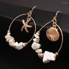 Dingle örhängen Sea Shell for Women Gold Color Trendy Metal Cowrie Statement Summer Beach Jewelry