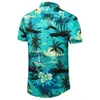 Mäns casual skjortor kokosnöt träd hawaiian skjorta kläder toppar 3d tryckt knapp t-shirt kort ärm strandsemester överdimensionerad