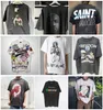 Homens camisetas High Saint Michael Wash Old Manga Curta Moda Vintage Impressão Casal Manga Curta T-shirt Mens Mulheres Hip Hop Tops Tamanho S-XL SM0966