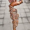 Antik hela antik vintage trä snidning hantverk trä gåva persika chayot promenad pinne för äldre316t
