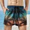 Mäns shorts 2024 Summer Mens Siwmwear Beach for Man Trunks Swimming Fashion Bohemian Straight Tube Leisure Skull Coconut Tree