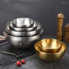 Schüsseln, 15 cm/20 cm/24 cm/28 cm, koreanische Edelstahl-Salatschüssel, multifunktionales Kochbecken, Nudel, rund, goldenes Silber