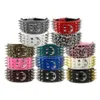 New Style 3 inch Wide 11 Colors Spiked Studded PU Leather Large Dog Collars For Pit bull213j