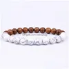 Perlé 8mm pierre en bois naturel à la main brins de perles bracelets de charme pour femmes hommes mode bijoux élastiques livraison directe bijoux B Dhmkz