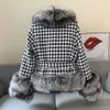 Ungdom päls 2023 Nya Haining Women's Short Qianniao Grid Collar Silver Fox Beaver Hair Coat 3692