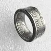 Anillo de moneda Anillos artesanales Vintage Hecho a mano de Kennedy Medio dólar Chapado en plata Tamaño de EE. UU. 8-16#217b