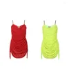 Stage Wear 2024 Femme Professionnelle Latin Dance Performance Robe Sexy Sans Manches Slip Dos Nu Cha Samba Rumba W24A355