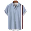 Men's Casual Shirts Vintage Striped Shirt Outdoor 3d Print Crop Top 2024 Summer Beach Loose Oversized Lapel Tees Social 5XL