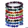 Beaded 8Mm Natural Stone Handmade Strands Charm Bracelets For Women Men Mom Elastic Bangle Yoga Jewelry Drop Delivery Dhwir