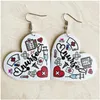 Dangle Chandelier Earrings 2024 Charms Heart Science Teacher Pu Leather Drop Earring Girls Party Jewelry Decoration Wholesale Delivery Otjsk