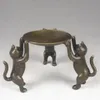Kinesisk bronsplatta katter djur 3 kattoljelampljusstake