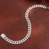 Partihandel Luxury Led Out 8mm Moissanite 925 Silver Cuban Link Chain Graverable Armband för män Hip Hop