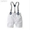 Ensembles de vêtements Gentleman Style bébé garçons vêtements ensembles été enfants à manches courtes chemise à carreaux avec noeud papillon + jarretelles Shorts ensemble enfants costume enfant tenues ldd240311