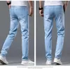 Jeans pour hommes printemps été bureau affaires hommes classique bleu clair coton stretch jambe droite denim pantalon mâle marque pantalon