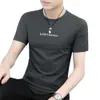 Camiseta modal gelo respirável manga curta masculina underlay primavera/verão nova moda marca carta tendência