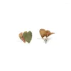 Stud Earrings Brand Designer With The Same Plant Inspired Green Forest Style Sweet Potato Leaf For Free Delivery