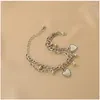 Link Bracelets Heart Alloy Bracelet Female Summer Niche Design Japanese-style Jewelry Bell Double-layer Texture