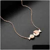 Pendanthalsband Frostade Fiskarna Titanium Steel Necklace Ladies Non-Fading Rose Gold Clavicle Chain High-End Simple Drop Delivery DH7DZ