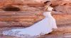 Satin Mermaid Boho Sexy Sleeveless V Neck Beaded hijab Bridal Dress Wedding Gowns Women Long Train5020477