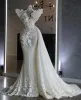 Arabiska plus storlek aso ebi lyxig glittrande sjöjungfru bröllopsklänning spetspärrad paljetterade sexiga brudklänningar klänningar es