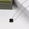 Black Color Shell Women Luxury Designer Necklace Classic Flower Pendant Stainless Steel Fashion Couple Jewelry For Lady Party Gifts