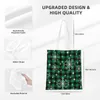 Shoppingväskor jul svart grön rutig återanvändbar livsmedelsbutik vikning totes tvättbar lätt robust polyester gåva