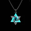 Pendant Necklaces Glowing Necklace Star Of David Stainless Steel Tantrism Hexagram GLOW In The DARK Night Gifts Men Women Girl