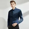 Chemise élastique à manches longues pour hommes, tenue d'affaires sans repassage, tenue de travail professionnelle, chemise à col montant, 240307