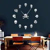 Different Skull Heads DIY Horror Wall Art Giant Wall Clock Big Needle Frameless Zombie Heads Large Wall Watch Halloween Decor 2011259c